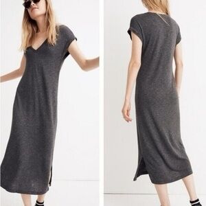 Madewell Charcoal Gray Cap sleeve Muscle T shirt Midi Dress small